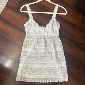 Eberjey White Lace Chemise Nightgown Slip